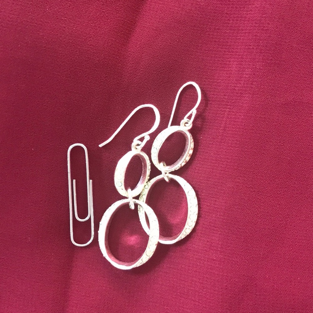 Dangling Rhinestone Loop Double Earrings - image 3